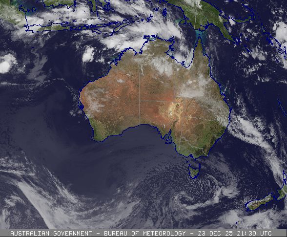 Satellite image of tropical cyclone Grant in the Indian Ocean, December 23 2025, from www.bom.gov.au.