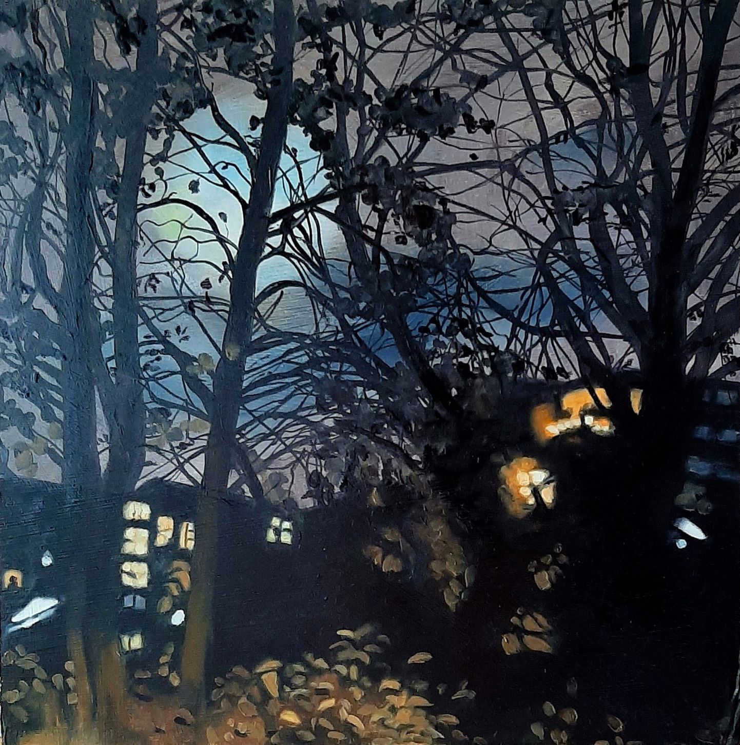 Winter evening Gaze, Oil on Cardboard, 30 x 30 cm