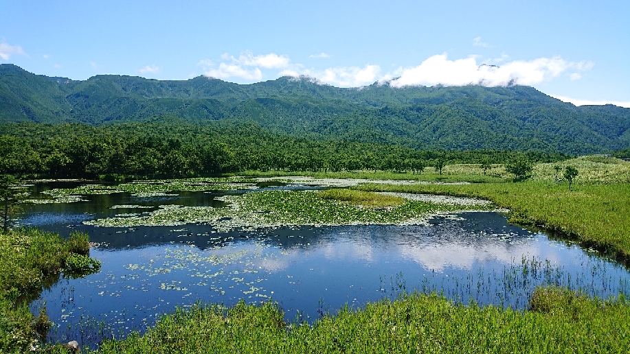 知床五湖にて、湖面に映る夏空が美しい(7/21)