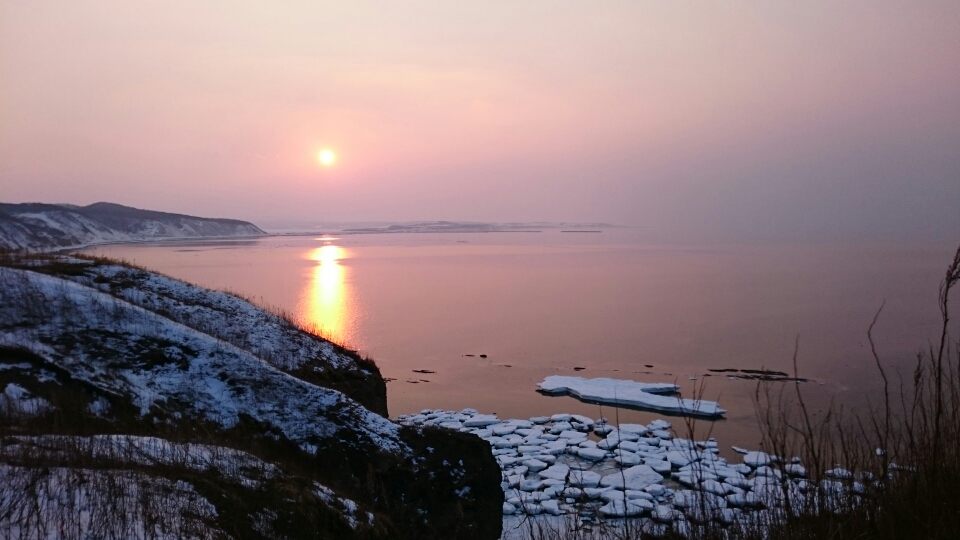 夕暮れ時の能取岬