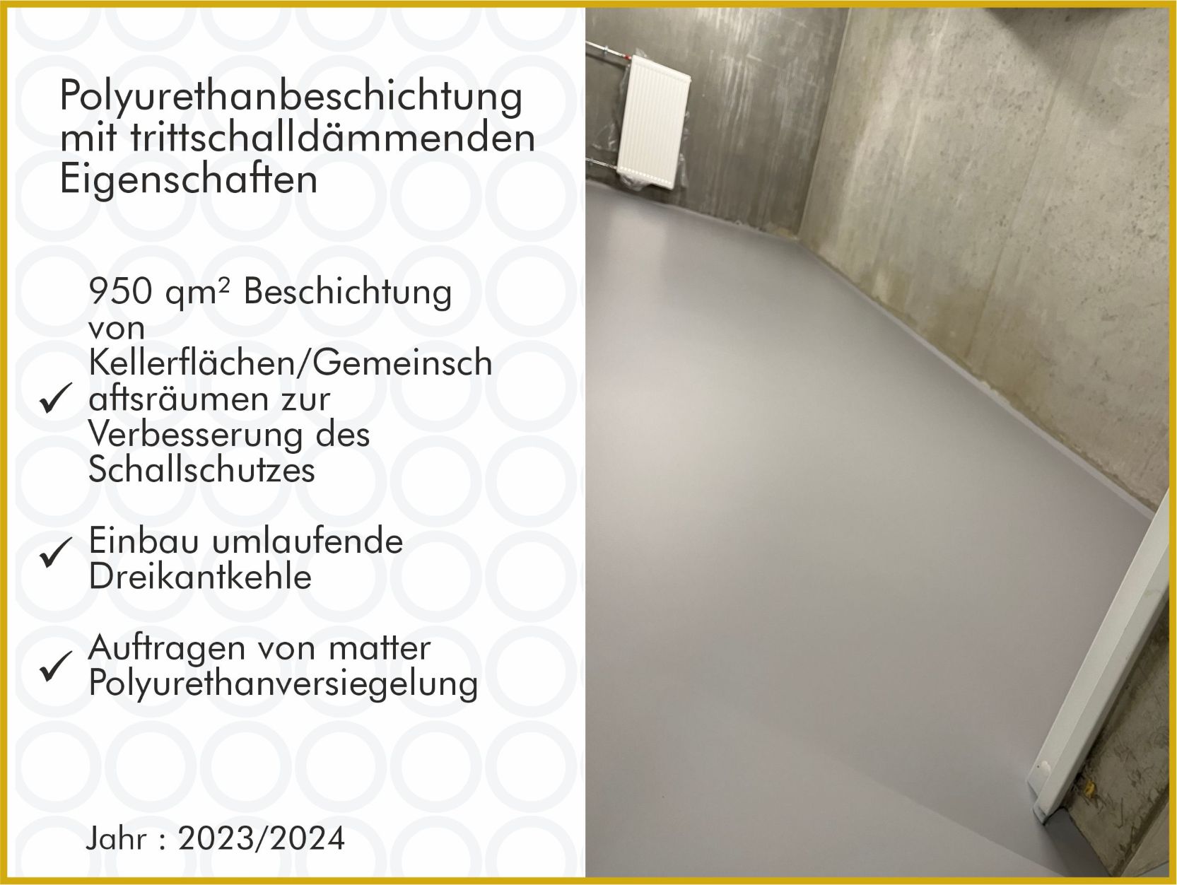 Trittschallreduzierende Polyurethanbeschichtung Projektbeschreibung