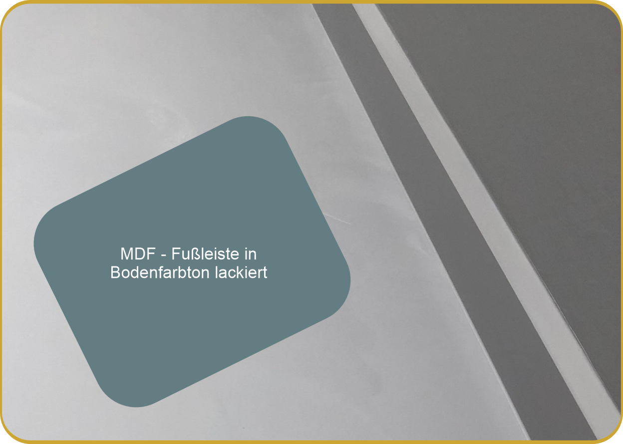 Polyurethanbeschichtung Detail Sockelprofil lackiert Bodenfarbton
