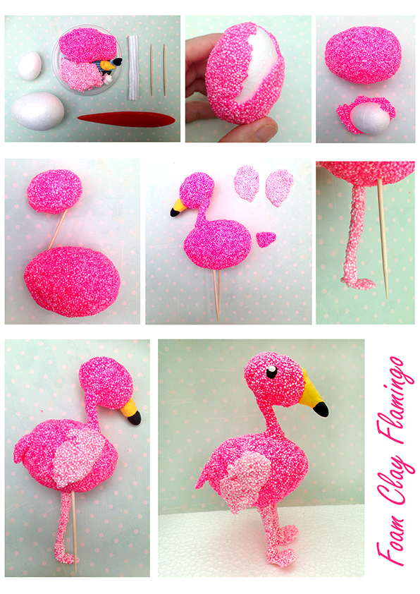 Foam Clay - Anleitung - Flamingo - Schritte