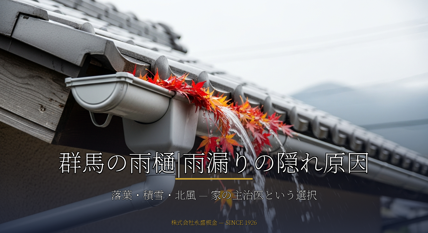 群馬の雨樋|雨漏りの隠れ原因。屋根を疑う前に見るべき場所と、年 1 回点検という選択