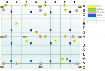 Bild der Positionen der Technik im Deckenraster
