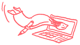 Sketchnote eines fröhlichen Teammitglieds mit Stift in der Hand, das lächelnd an einer kreativen Online-Teamfortbildung teilnimmt – Symbol für praxisnahe Online-Workshops, visuelle Zusammenarbeit und gemeinsames Lernen im Team.