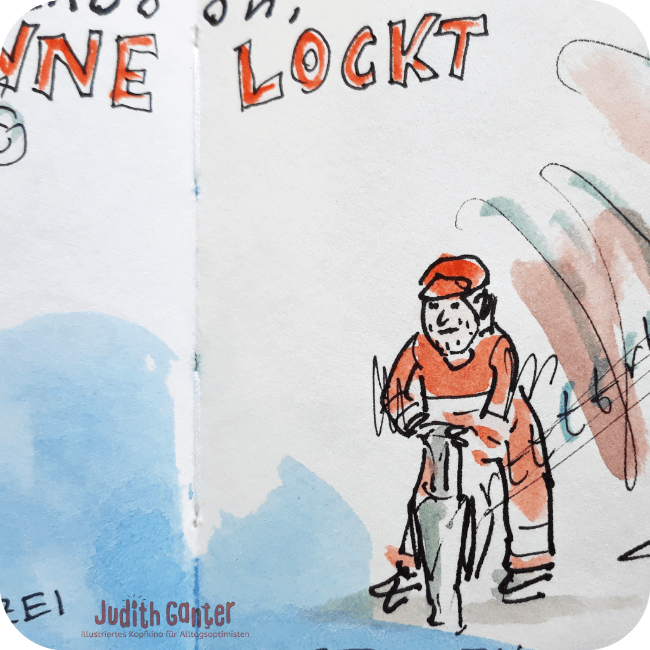 DIE SONNE LOCKT - KREATIVE BLICKWINKEL | Achtsamkeit & Humor - achtsamkeit im alltag üben - achtsamkeit im alltag übungen - kreative wahrnehmung trainieren - Judith Ganter Illustrationen aus Hamburg