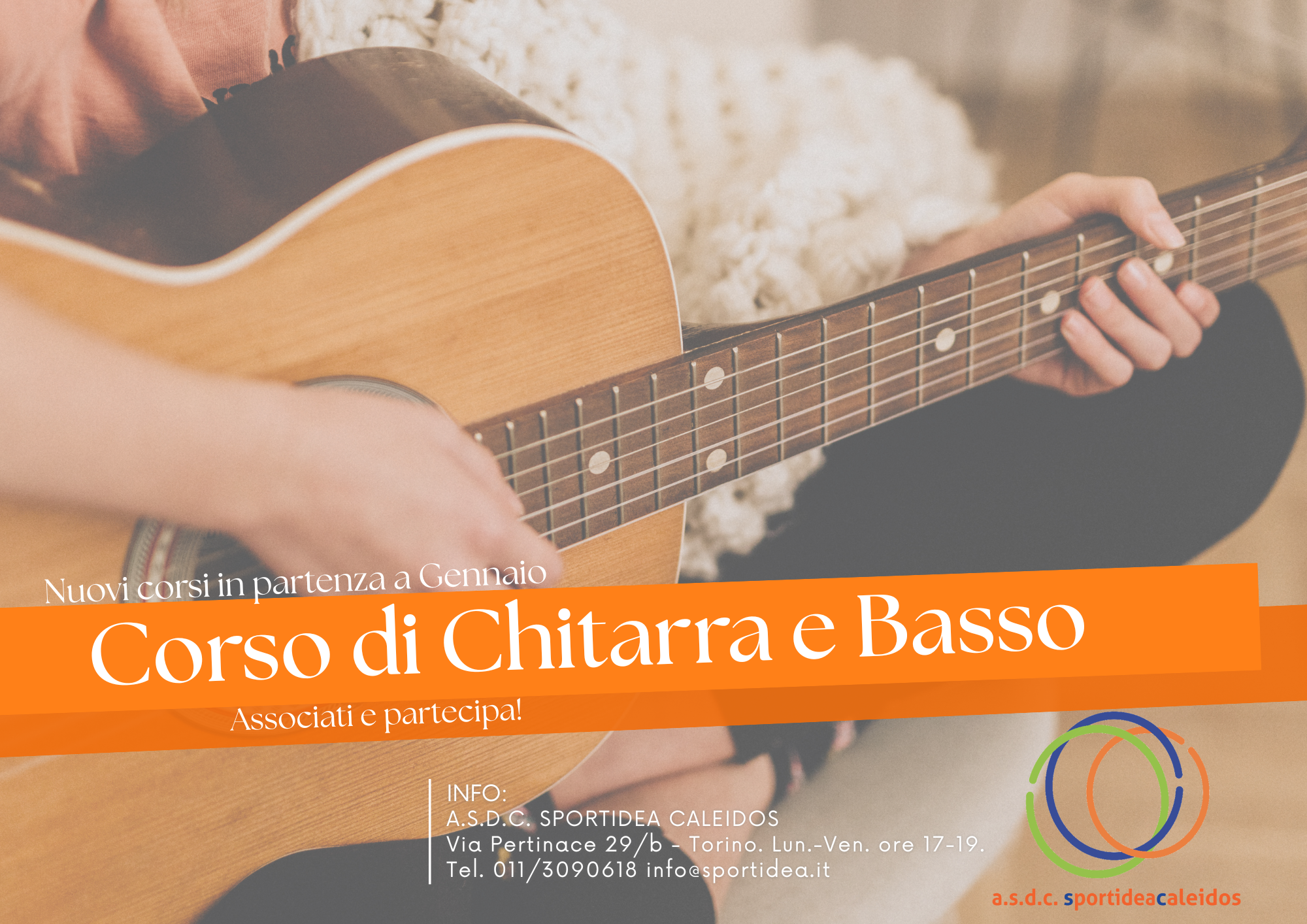 Corso di chitarra e basso: il lunedì pomeriggio