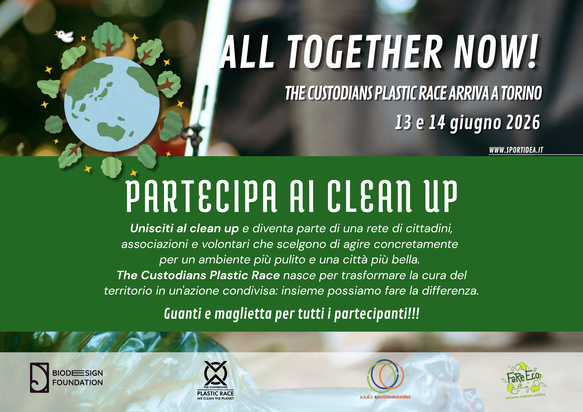 Puliamo Torino! Il 13 e 14 giugno arriva The Custodians Plastic Race