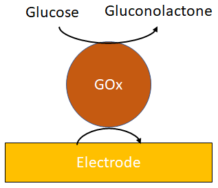 Figura 4. Esquema de un biosensor de glucosa de 3ª generación.