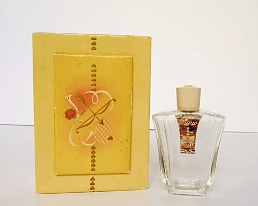 ROGER & GALLET - FUGUE : FLACON 1ère TAILLE, ETIQUETTE DOREE EN FACADE, BOUCHON BAKELITE CREME VISSE
