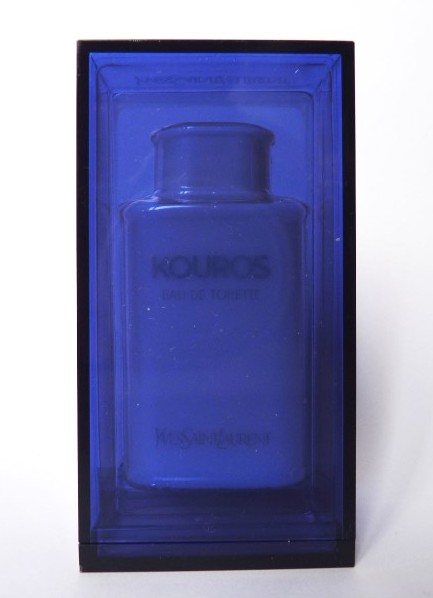 KOUROS - EAU DE TOILETTE 10 ML : MINIATURE PRESENTEE DANS UNE BOÎTE BLEUE EN PLASTIQUE