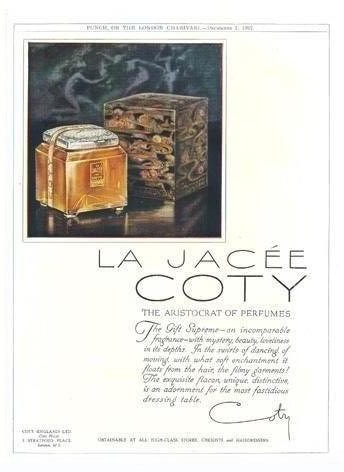 PUBLICITE ANCIENNE VANTANT LE FLACON "LA  JACEE" DE COTY