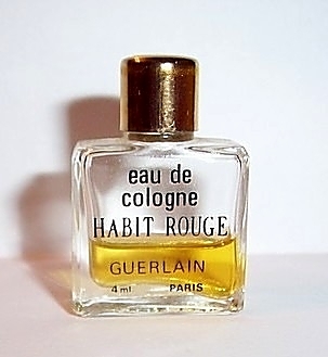 HABIT ROUGE - EAU DE COLOGNE 4 ML, MINIATURE ANCIENNE PRESENTEE SEULE. SERIGRAPHIE DIFFERENTE DE LA PRECEDENTE PHOTO