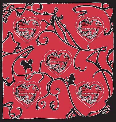 GIVENCHY - FEUILLE DE TIMBRES SORTIE POUR LA ST-VALENTIN 2007