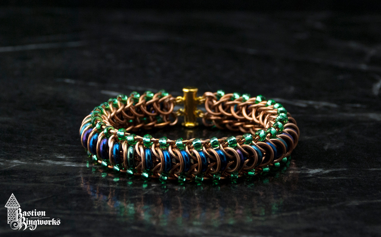 Bronze Glass Tunnel with cobalt & green