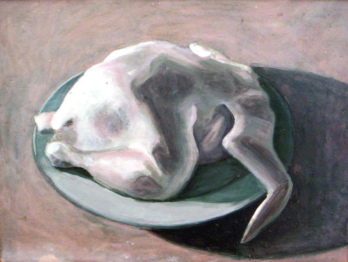 Huhn - Öl auf Holz - Entstehung ca. 1994