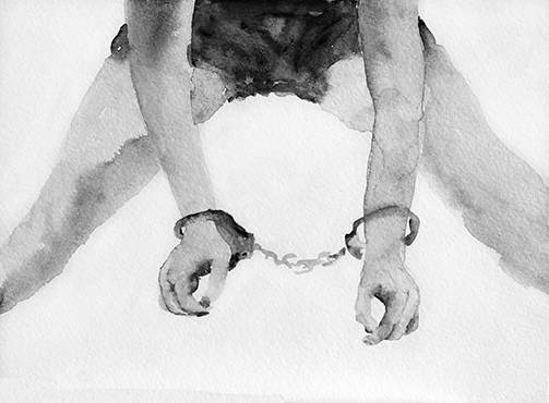 Connection 2014 Watercolor on paper  18x18 private collection