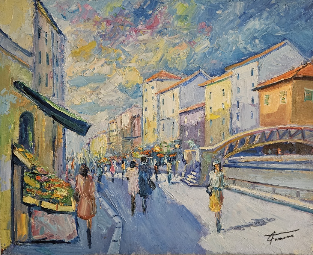 Ripa Ticinese, Milano, olio su tela cm 40x50 (MI 450/22)