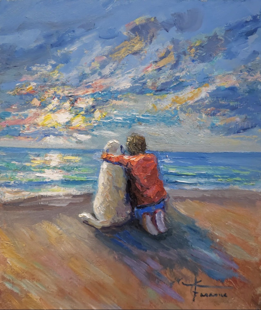 "Infanzia e infinito" olio su tavola cm 40x50 (Codice 478/24)