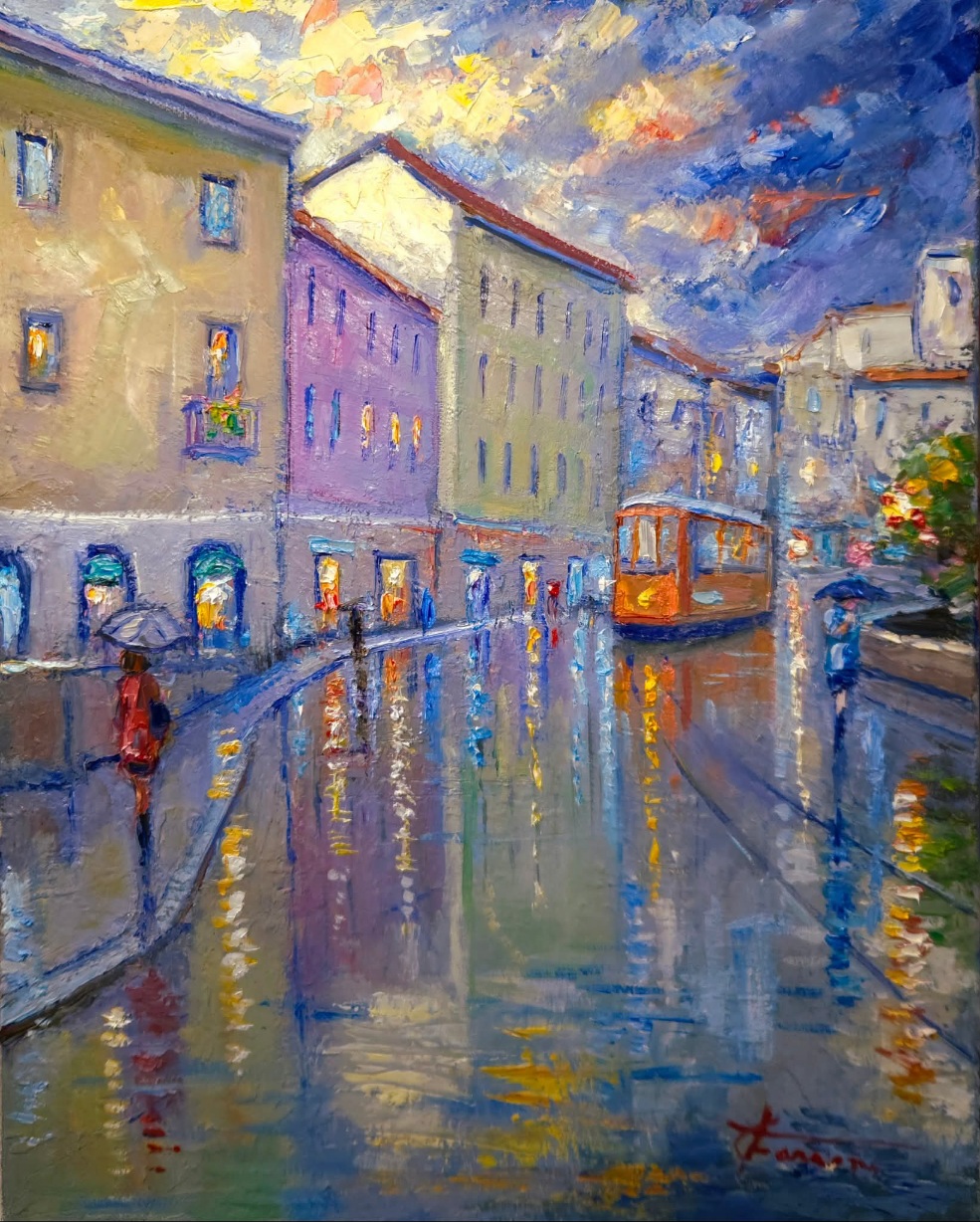 Viale Gorizia Milano. Olio su tela cm 40x50 ( Codice 485/25)
