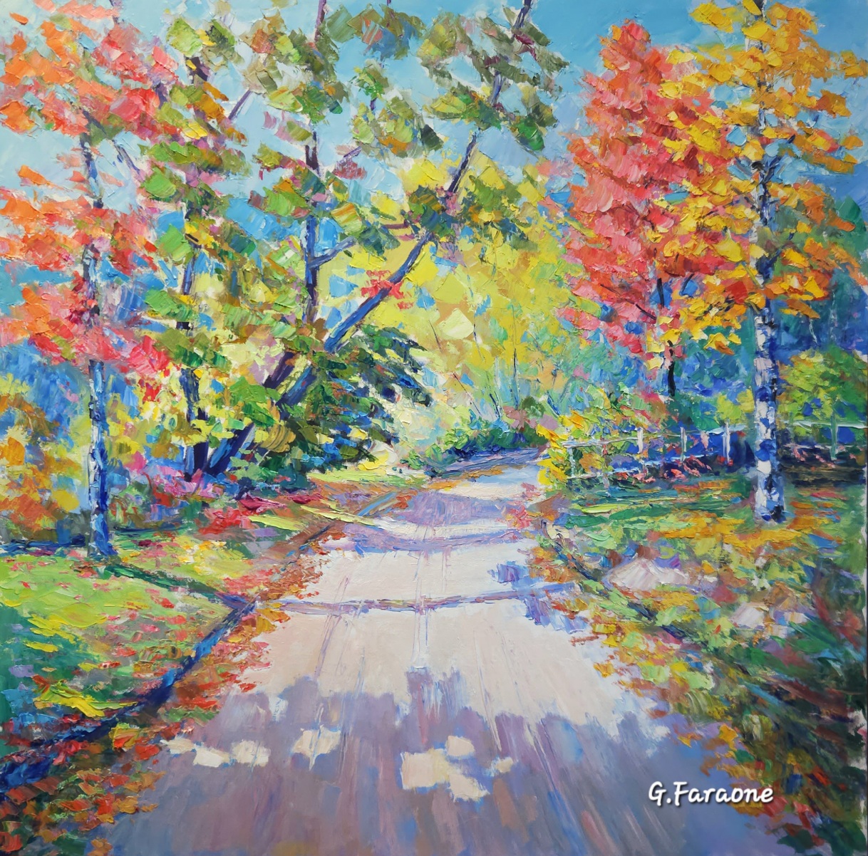 Sentiero d'Autunno ...Dipinto in lavorazione olio cm 80x80  (Codice 496/25)