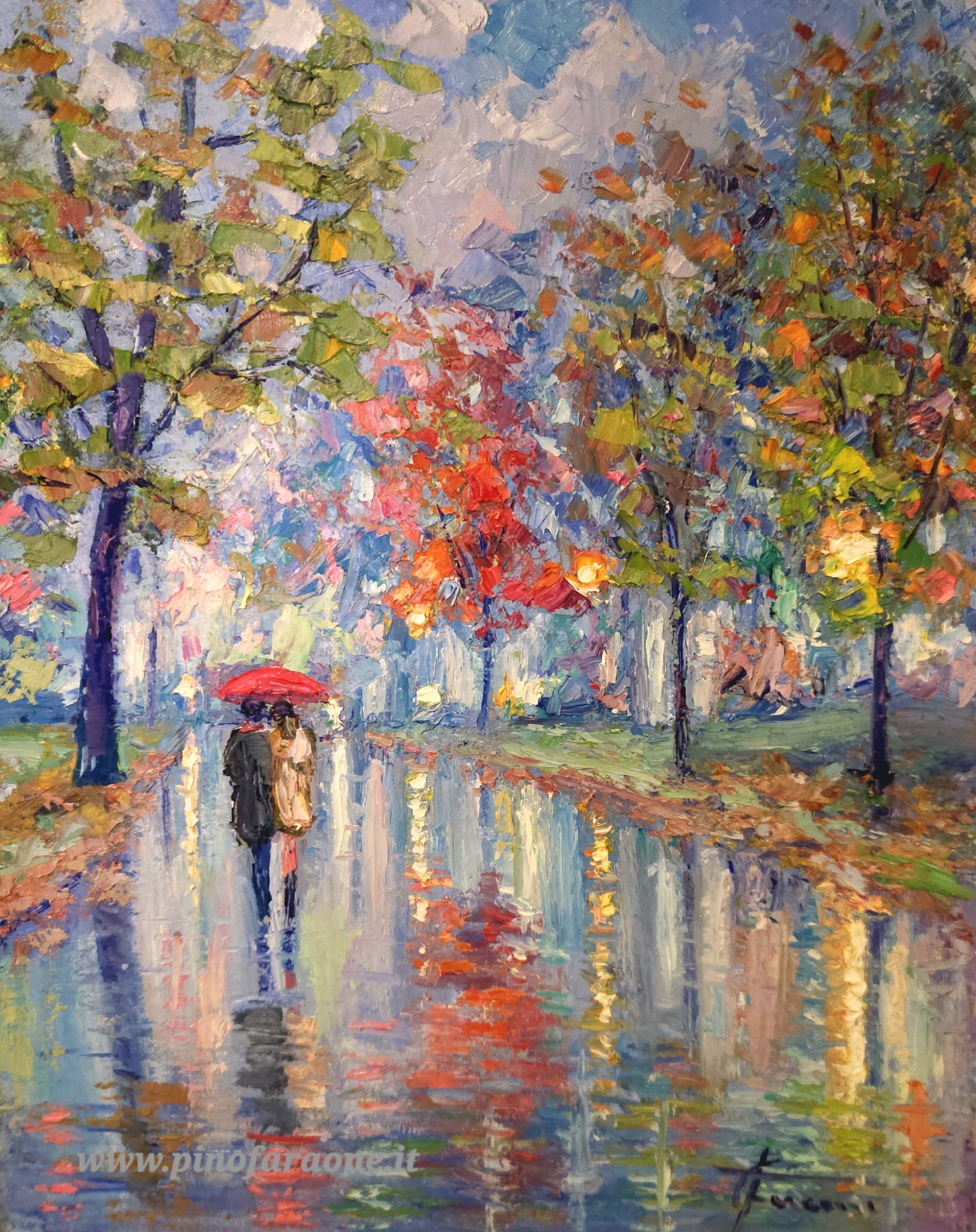 Luci nella pioggia - olio su tela cm 40x50 (Codice 499/26) 