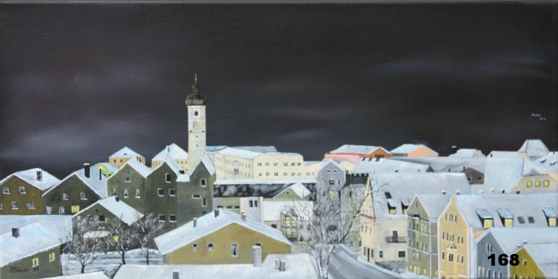 Nr.168 Winternacht in Dorfen. Format 30x60cm