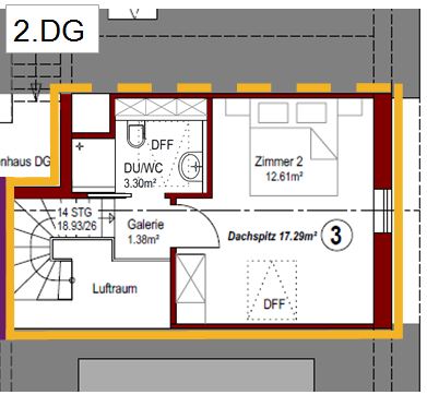 Grundriss Wohnung Nr. 3 - 2. DG