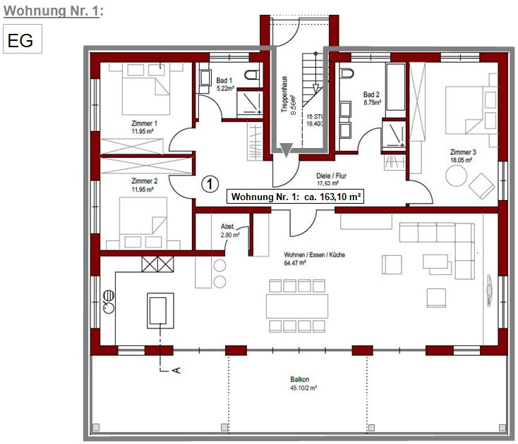 Grundriss Wohnung Nr. 1