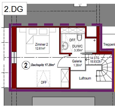 Grundriss Wohnung Nr. 2 - 2. DG