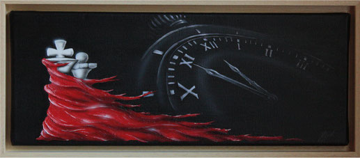 5 vor 12 - 20x50 cm - Leinwand - Öl & Acryl