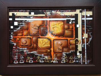Schach auf dem Vulkan II - 40x60 cm - Leinwand - Acryl