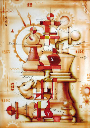 Menschliche Intelligenz II - 30x40 cm - Leinwand - Airbrush & Acryl