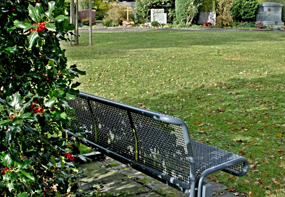 06. November 2023 - Friedhof. Ort der Ruhe für Lebende. Viele Tote ruhen jetzt in Urnen, im Gemeinschaftsgrab oder verstreut auf Erde und Wasser