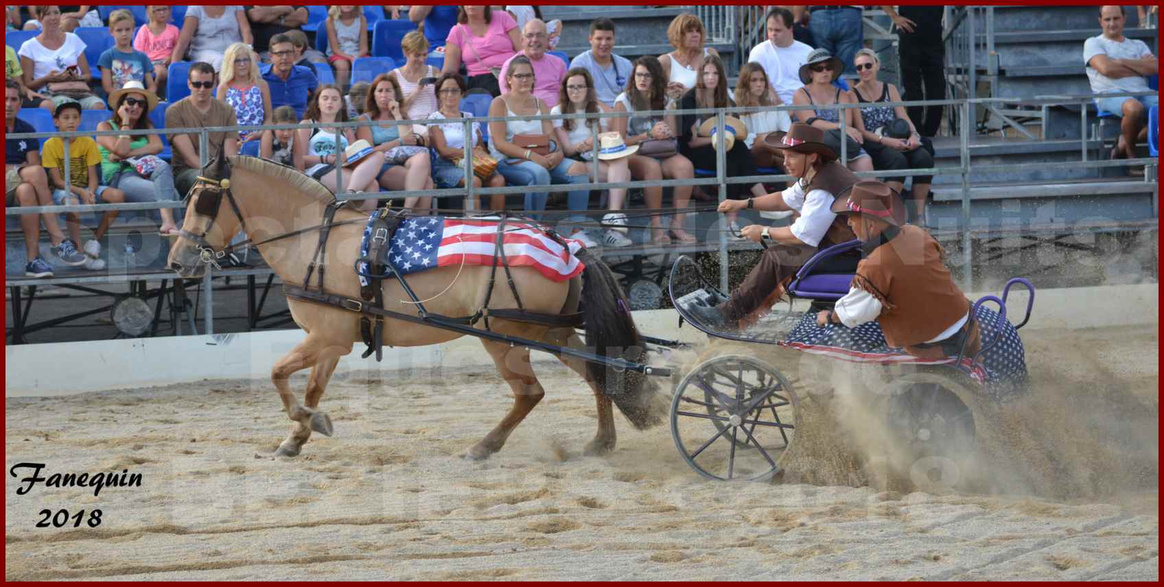 Spectacle en journée des "Nuits Équestres"  de la Féria de BÉZIERS 2018 - Lundi 13 Août - ATTELAGE en simple "Western" - 2