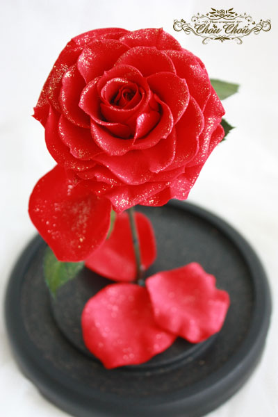 美女と野獣　　薔薇　ガラスドーム　ロゴ　刻印