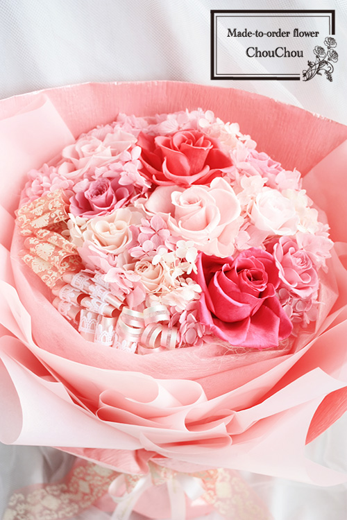 プロポーズ　オーロラ姫イメージのプリザーブドフラワーの花束　order no 230701