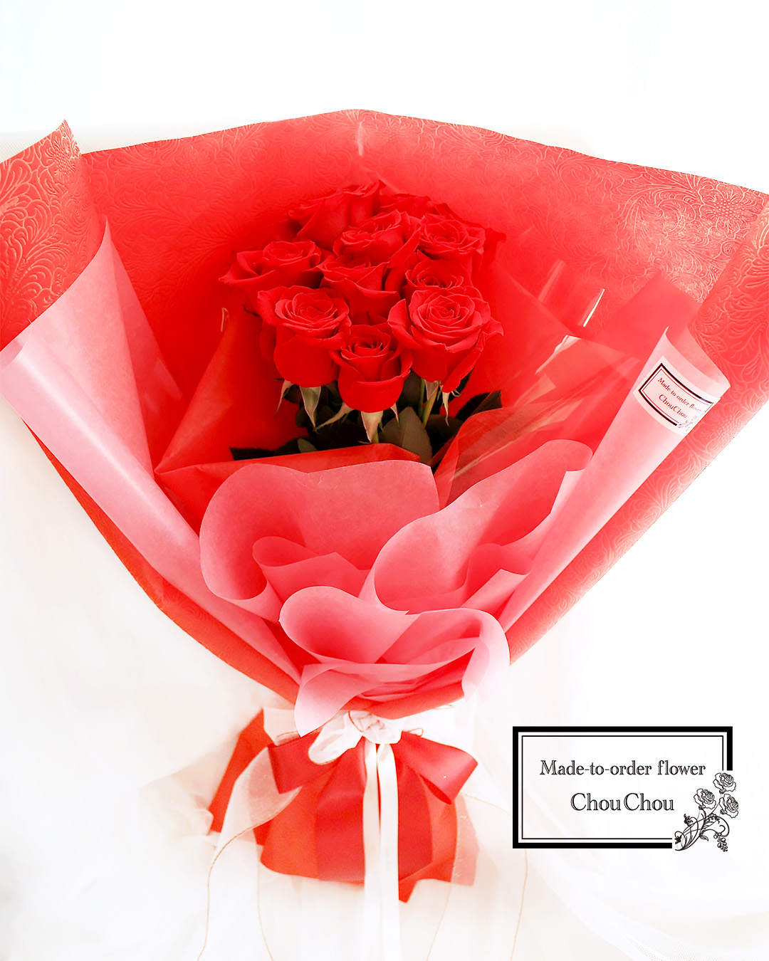 プロポーズ　１２本の赤薔薇（ダズンローズ）の生花の花束　東京ディズニーシー・ホテルミラコスタへ　　order no 231207