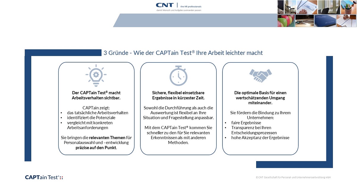 3 Gründe - Wie der CAPTain Test® Ihre Arbeit leichter macht