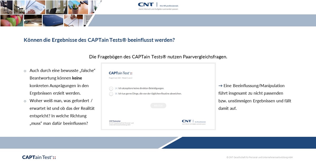 Können die Ergebnisse des CAPTain Test® beeinflusst werden?