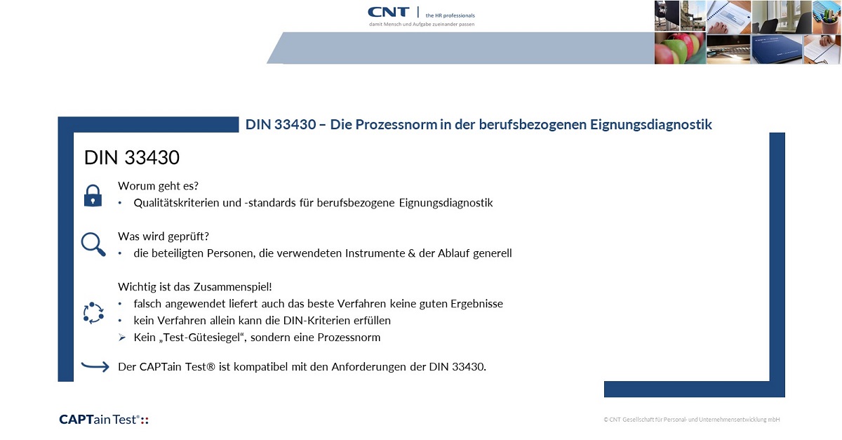 DIN 33430 - Die Prozessnorm in der berufsbezogenen Eignungsdiagnostik