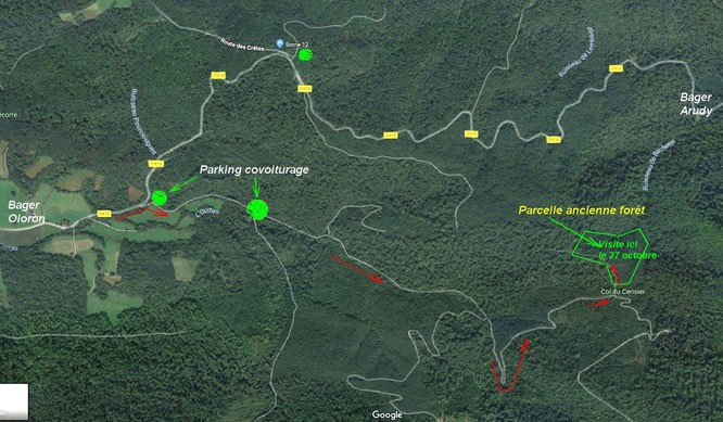 Se rendre au col du Cerisier en forêt du Bager d'Oloron le 27 octobre à 15 heures avec l'ACCOB