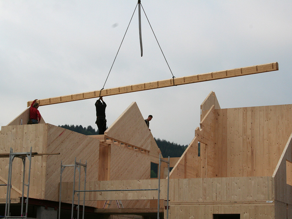 Montage von Holz-Fertigelementen