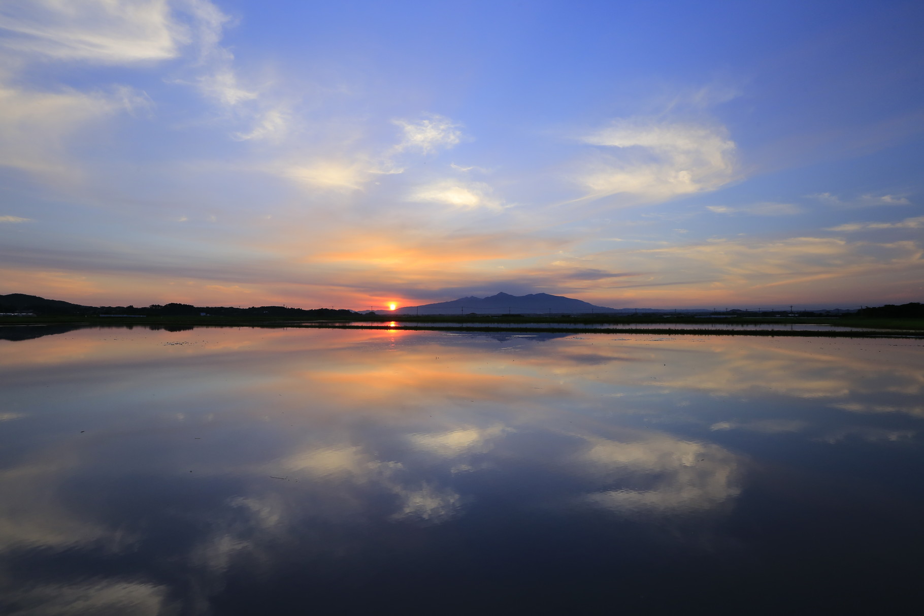 高隈連山に沈む夕陽