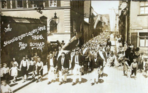 Studiengenossenfest 1926 in Schweinfurt Siebenbrückleinsgasse