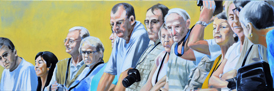 Europaeer in Asien, Öl auf Leinwand, 2012, 50 x 150