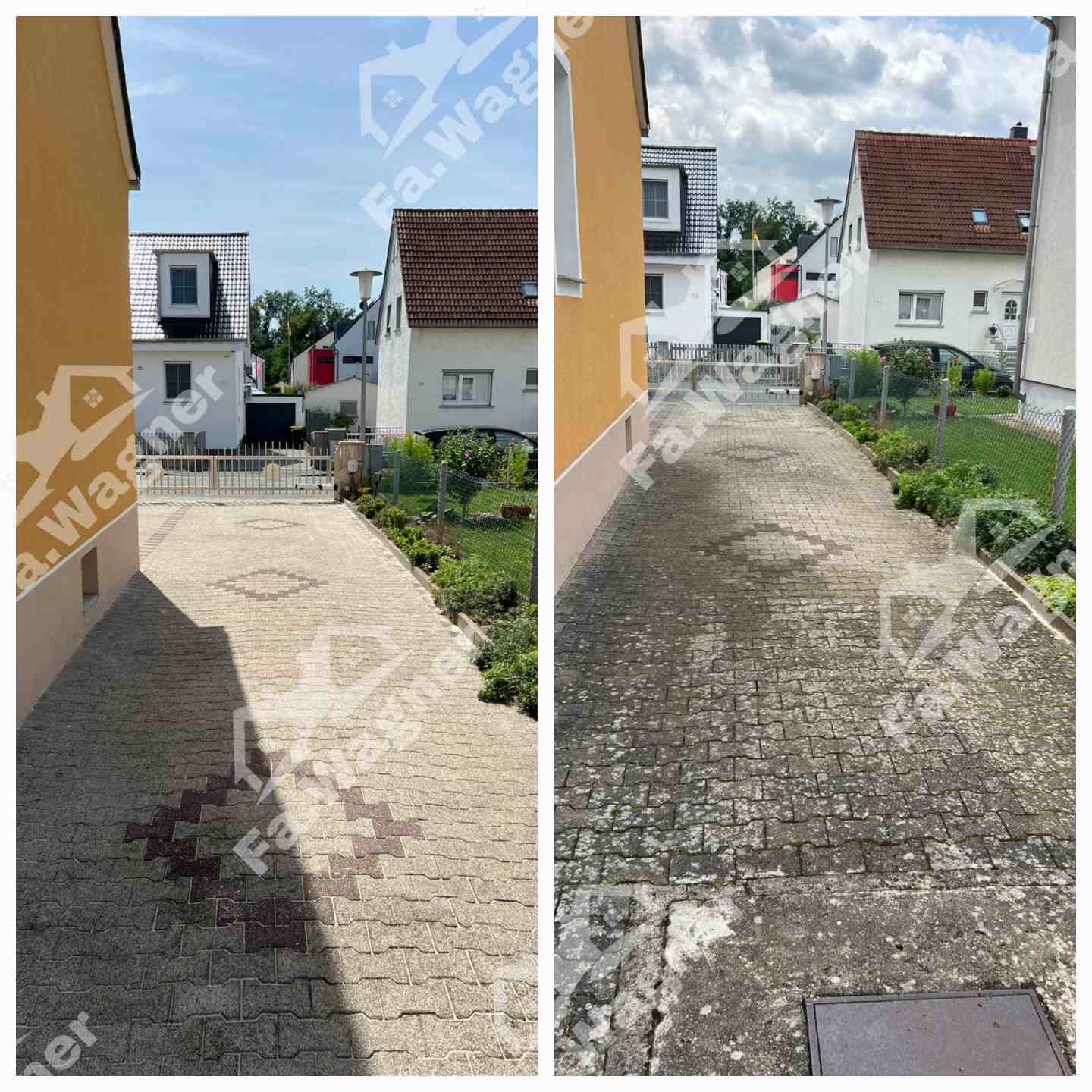 Professionelle Steinreinigung und Neuverfugung Garageneinfahrt in Wiesbaden