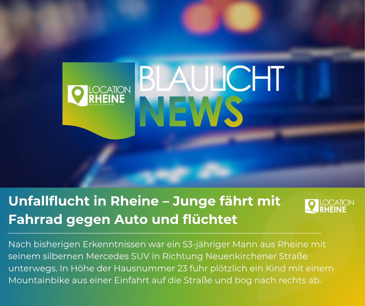 Unfallflucht in Rheine – Junge fährt mit Fahrrad gegen Auto und flüchtet