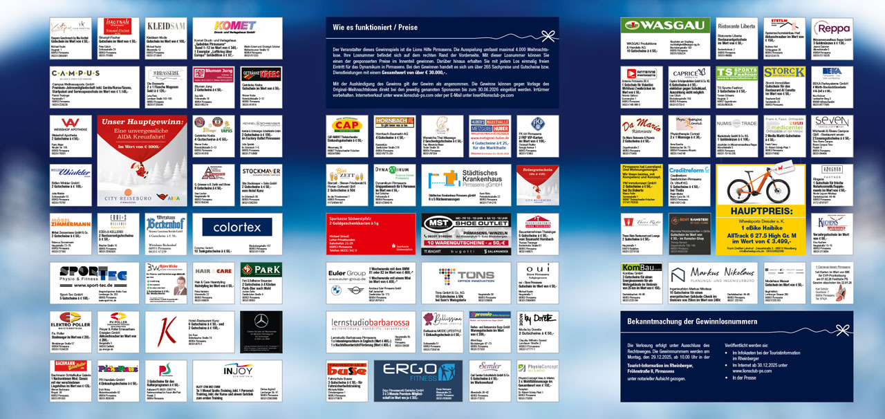 Lionsclub Pirmasens Weihnachtslos 2025 Innenseite